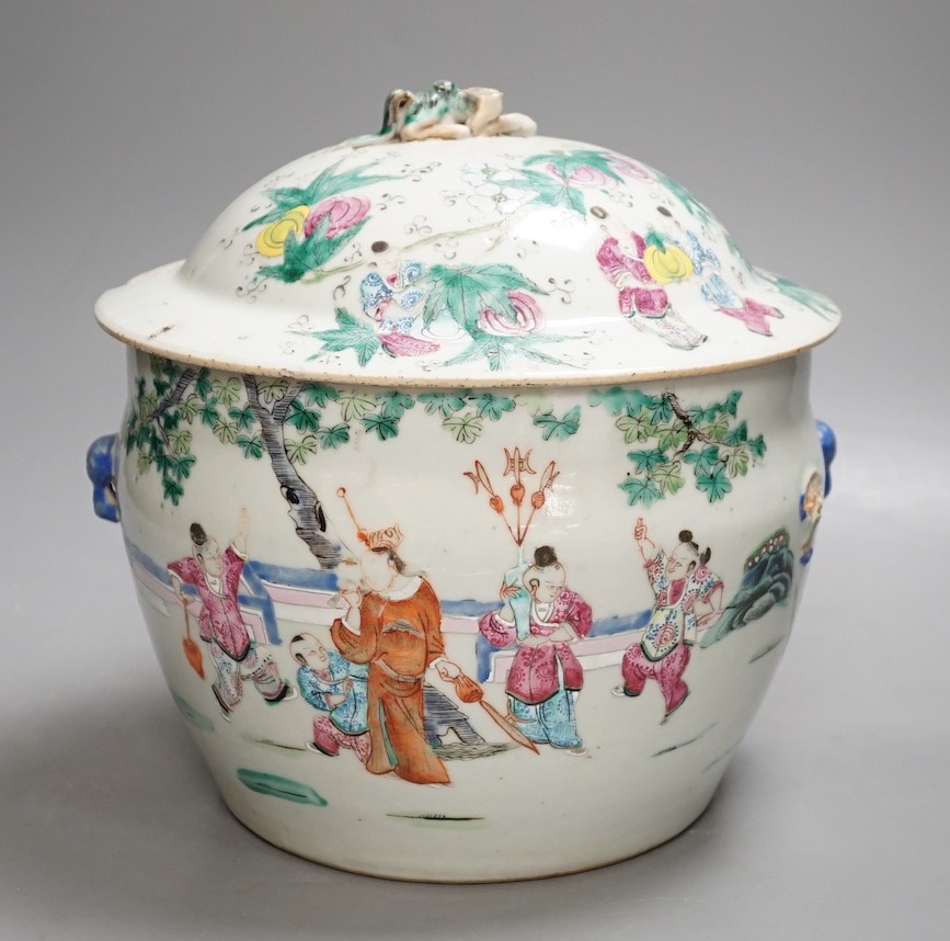 A 19th century Chinese famille rose lidded jar - 23cm high